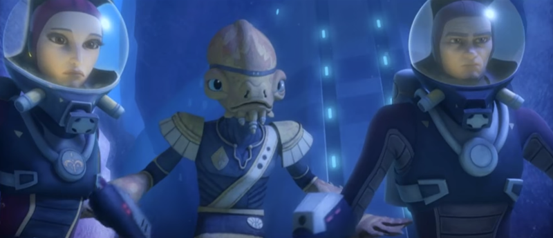 Lee-Char, Padmé, and Anakin in more congenial times during Clone Wars’ fourth season.